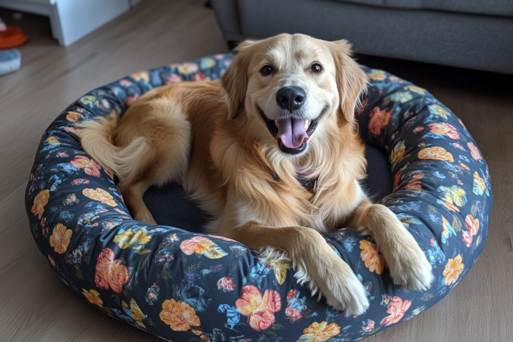 Printed-round-dog-bed
